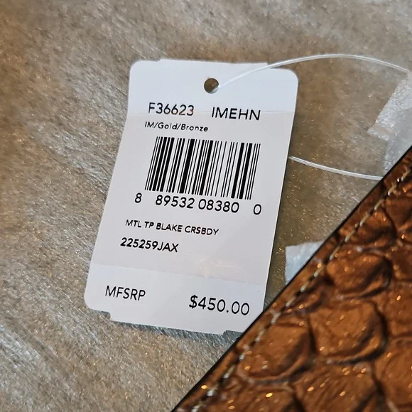 Coach Blake Crossbody Bag Metallic Snake Embossed Bronze Leather Gold Hdwr NWT - Picture 3 of 16